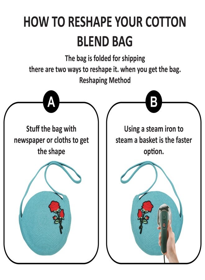 Ariya Women Round Sling Bag with Swatch (4058 | Sky Blue) Handcrafted PP & Cotton Blend Shoulder Purse, Perfect for Ladies & Girls, Lightweight Crossbody Bag for Daily, Casual, Travel - Image 5